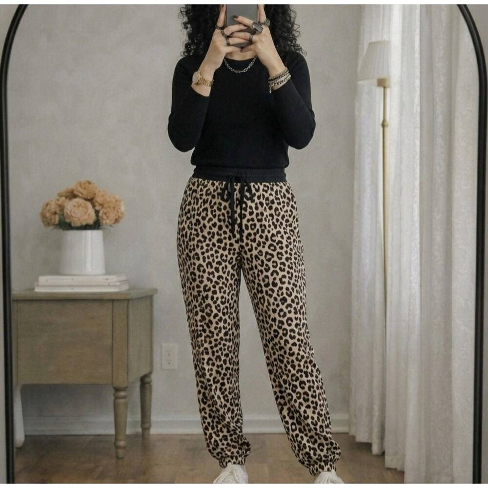 Secret Treasures Leopard Lounge Pants - Size Large (12-14) - Soft Stretch